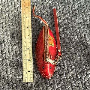 2 for $6 ! Red leather mouse coin purse